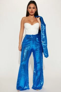 Fashion Nova Sparkle And Shine Sequin Pant - Blue Matching Separates