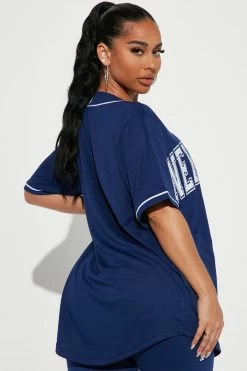 Fashion Nova Love For New York Jersey Tee - Navy