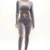Fashion Nova Sweatshirt Sets Always Together Velour Legging Set - Heather Grey