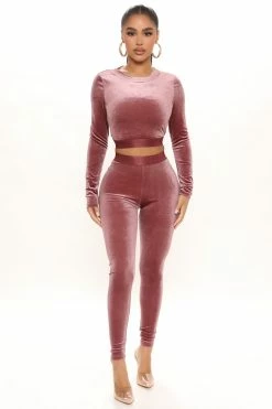 Fashion Nova Always Together Velour Legging Set - Mauve