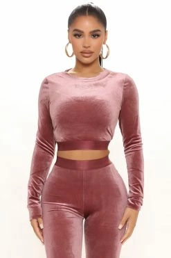 Fashion Nova Always Together Velour Legging Set - Mauve