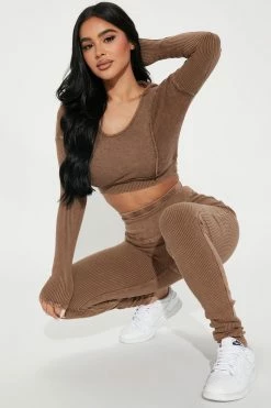 Fashion Nova Legging Sets Naomi Legging Set - Brown