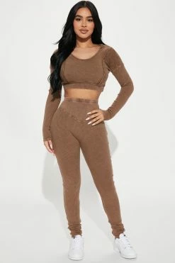Fashion Nova Legging Sets Naomi Legging Set - Brown