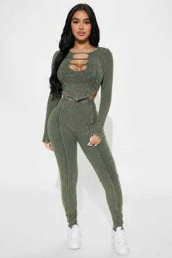 Fashion Nova Janie Legging Set - Olive