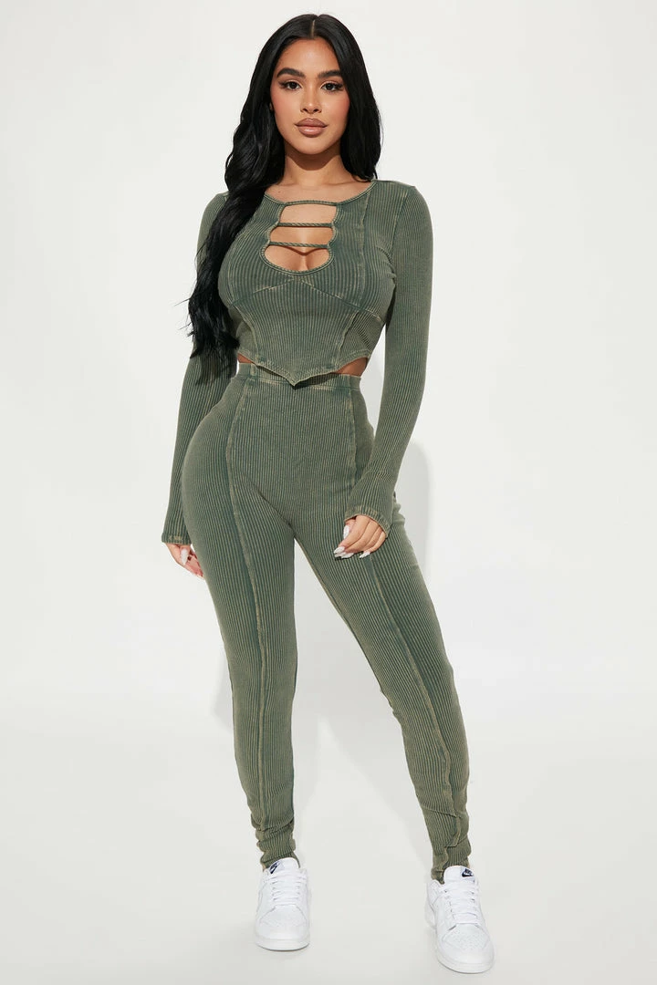 Fashion Nova Janie Legging Set - Olive