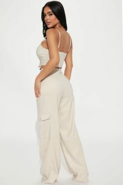 Fashion Nova Wide Leg Sets All Of My Attention Pant Set - Taupe
