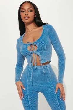 Fashion Nova Always Lucky Ribbed Legging Set - Blue Legging Sets