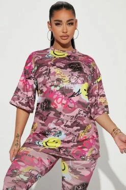 Fashion Nova Legging Sets All Over The Place Legging Set - Mauve/combo