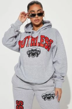 Fashion Nova Ruthless Rebel Hoodie - Heather Grey