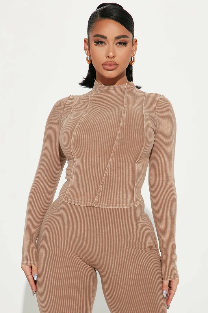 Fashion Nova Riley Ribbed Legging Set - Mocha