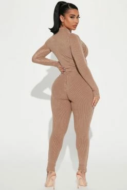 Fashion Nova Riley Ribbed Legging Set - Mocha