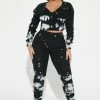 Fashion Nova Let Me Chill Jogger Set - Black/combo Legging Sets