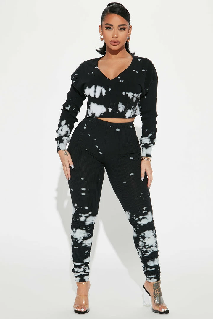 Fashion Nova Let Me Chill Jogger Set - Black/combo Legging Sets