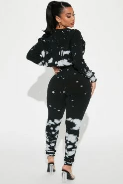 Fashion Nova Let Me Chill Jogger Set - Black/combo Legging Sets