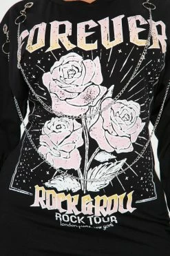 Fashion Nova Forever Rock & Roll Legging Set - Black