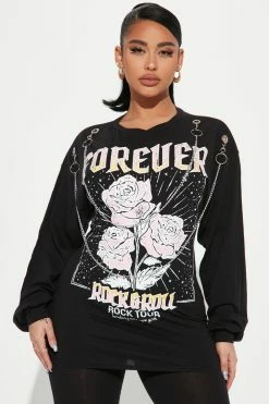 Fashion Nova Forever Rock & Roll Legging Set - Black