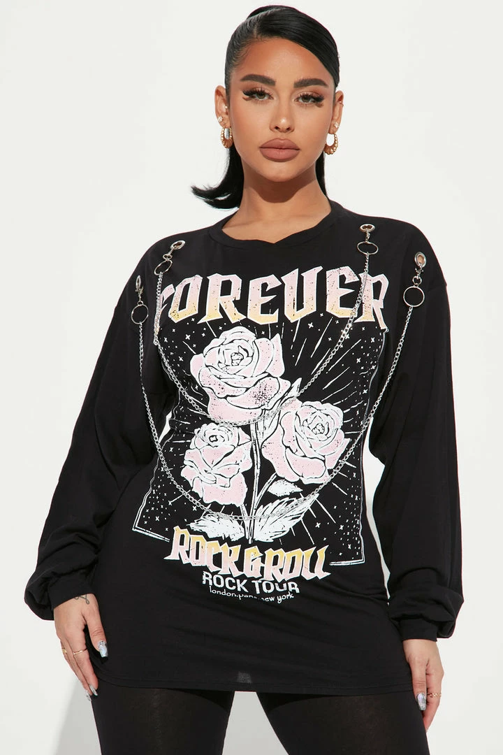 Fashion Nova Forever Rock & Roll Legging Set - Black