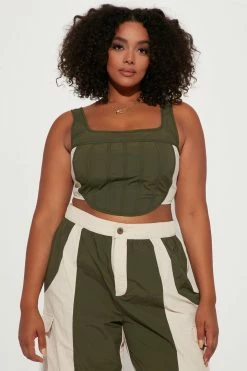 Fashion Nova Wide Leg Sets True Desire Cargo Pant Set - Olive/combo