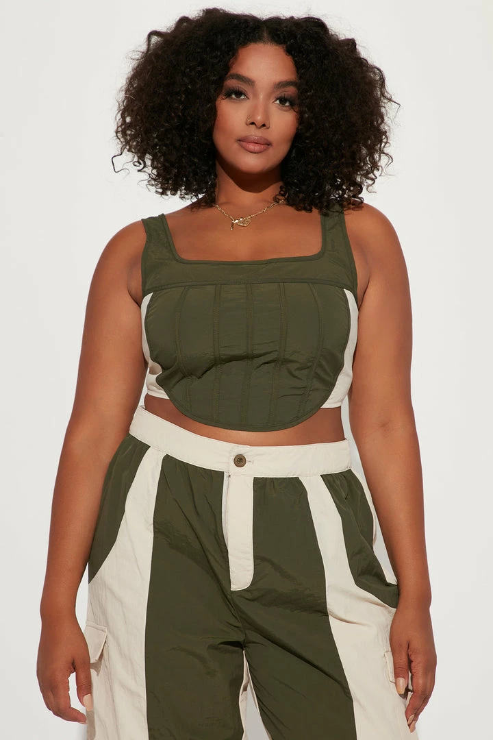 Fashion Nova Wide Leg Sets True Desire Cargo Pant Set - Olive/combo