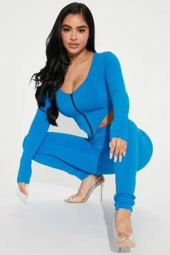 Fashion Nova Analisa Snatched Legging Set - Blue