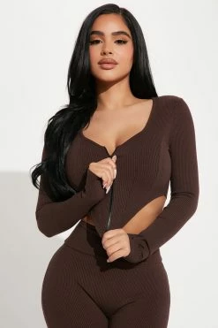 Fashion Nova Legging Sets Analisa Snatched Legging Set - Chocolate