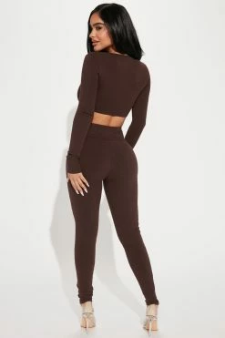 Fashion Nova Legging Sets Analisa Snatched Legging Set - Chocolate
