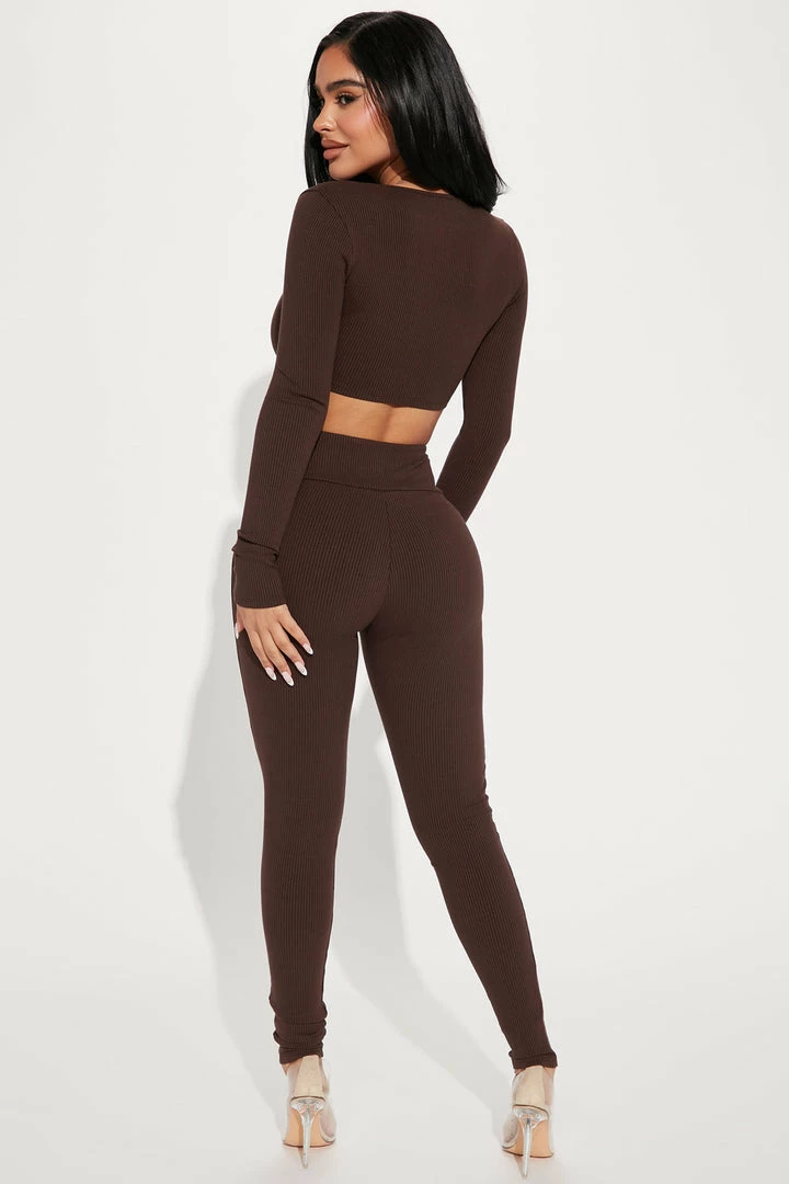 Fashion Nova Legging Sets Analisa Snatched Legging Set - Chocolate