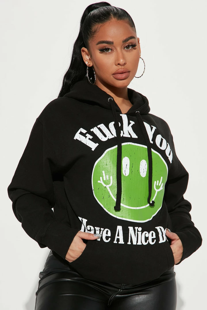 Fashion Nova Matching Separates Fuck You Have A Nice Day Hoodie - Black
