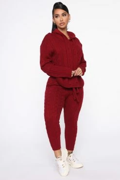 Fashion Nova Can You Knit It Sweater Set - Burgundy Sweater Sets