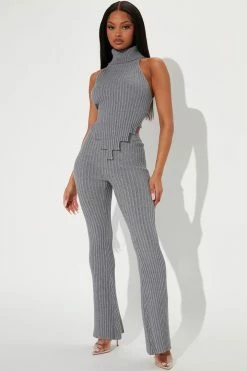 Fashion Nova Sweater Sets Tag Along Sweater Pant Set - Grey