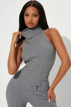 Fashion Nova Sweater Sets Tag Along Sweater Pant Set - Grey