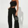 Fashion Nova Wide Leg Sets All Of My Attention Pant Set - Black