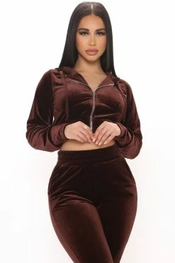 Fashion Nova Down To Lounge Pant Set - Brown
