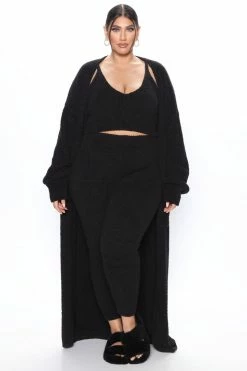 Fashion Nova Living In It 3 Piece Legging Set - Black Legging Sets