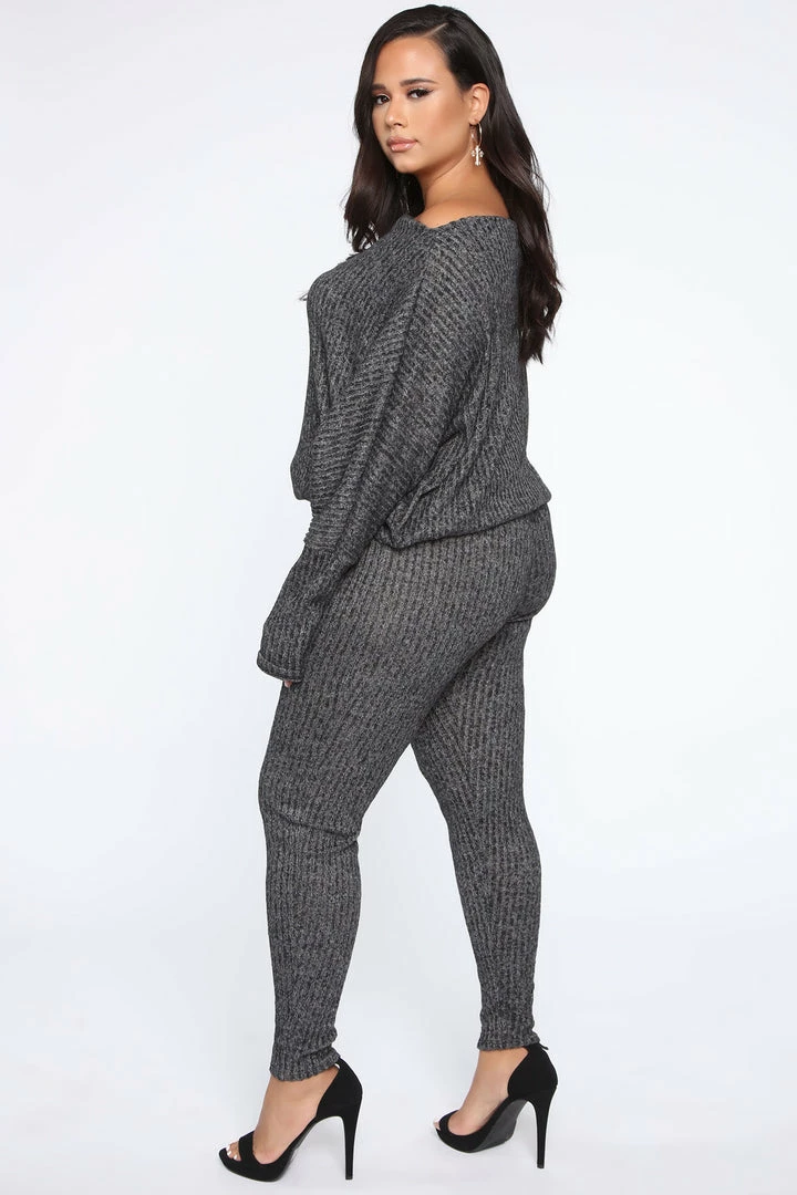 Fashion Nova Legging Sets Feeling The Chill Sweater Set - Charcoal