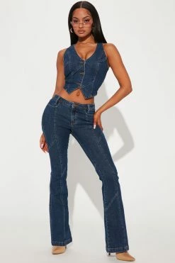 Fashion Nova Matching Separates Ready For It Denim Vest - Dark Wash
