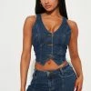 Fashion Nova Matching Separates Ready For It Denim Vest - Dark Wash
