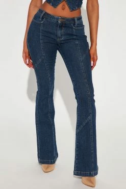 Fashion Nova Ready For It Low Rise Flare Jean - Dark Wash