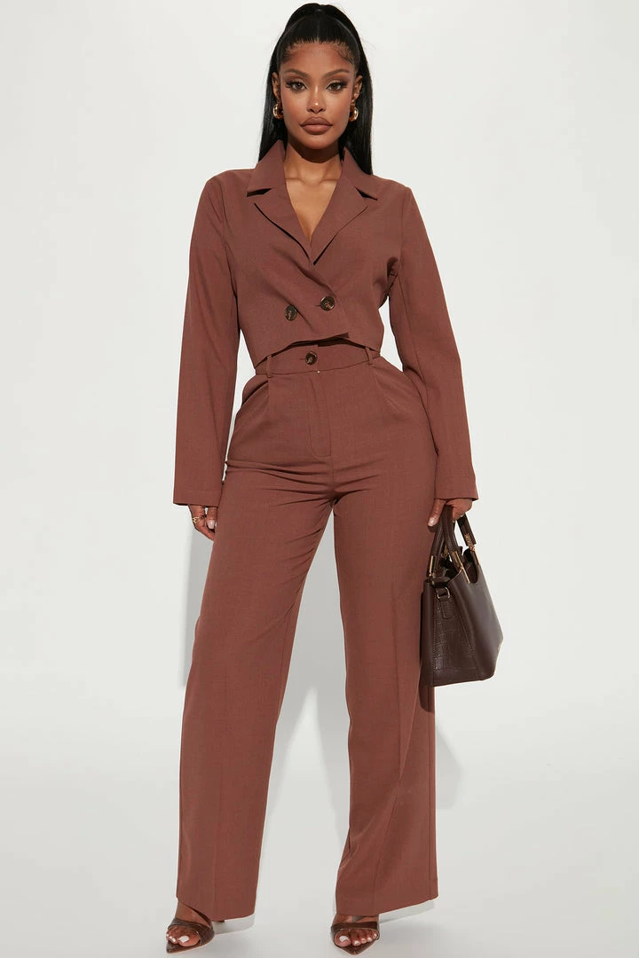 Fashion Nova London Cropped Blazer - Brown