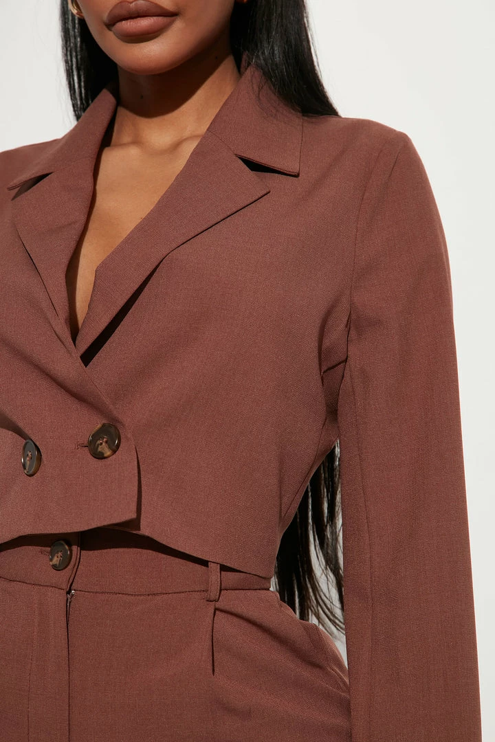 Fashion Nova London Cropped Blazer - Brown