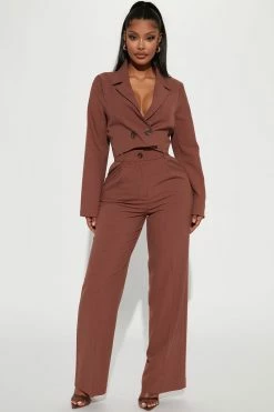 Fashion Nova London Wide Leg Trouser - Brown