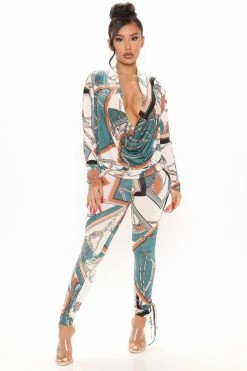 Fashion Nova All About Status Legging Set - Jade/Combo Legging Sets