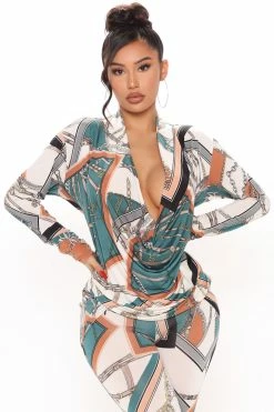 Fashion Nova All About Status Legging Set - Jade/Combo Legging Sets