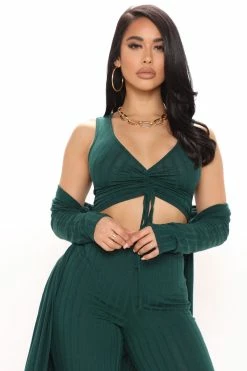 Fashion Nova Wide Leg Sets Come Get It 3 Piece Pant Set - Hunter