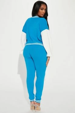 Fashion Nova Made Varsity 3 Piece Sweater Pant Set - Blue Sweater Sets