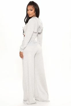 Fashion Nova Get Over It 3 Piece Pant Set - Heather Grey Wide Leg Sets