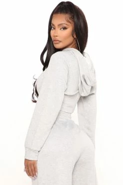 Fashion Nova Get Over It 3 Piece Pant Set - Heather Grey Wide Leg Sets