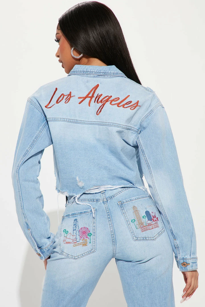 Fashion Nova Streets Of LA Non Stretch Denim Jacket - Light Wash Matching Separates
