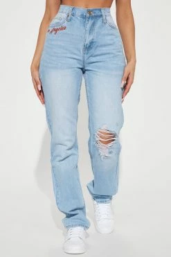 Fashion Nova Matching Separates Streets Of LA Non Stretch Straight Leg Jeans - Light Wash