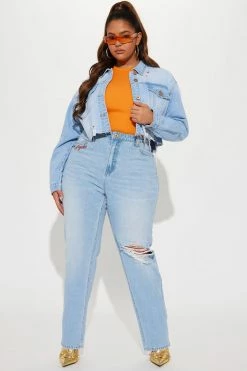 Fashion Nova Streets Of LA Non Stretch Denim Jacket - Light Wash Matching Separates